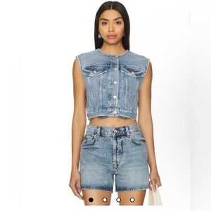 AGOLDE Leo Frayed Crop Denim Vest